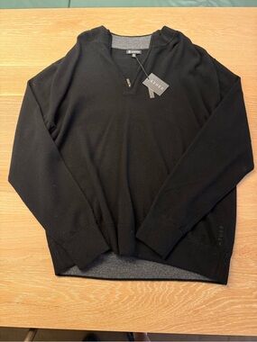 Asher Men’s Black Cashmere/Wool Zip Down Sweater - Brand new with tags.